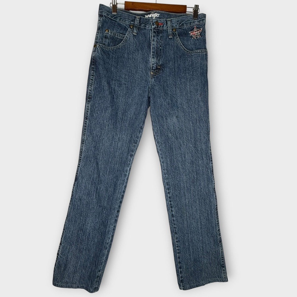 Wrangler PBR Pro Bull Riding Classic Western Denim Blue Jeans Cotton Men's 31x31